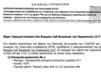 Γεροβασίλη: “Η σημερινη δοκιμαστική μετάδοση sms από το 112 ήταν προγραμματισμένη από 5/7”