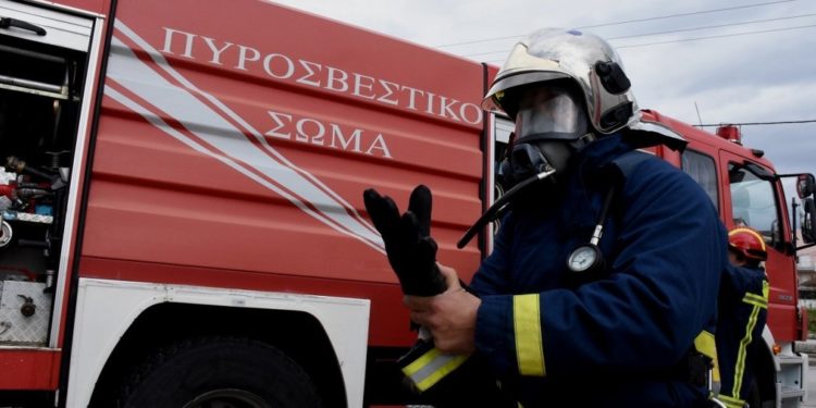 Πυρκαγιά κατά μήκος της σιδηροδρομικής γραμμής στην περιοχή της Σίνδου