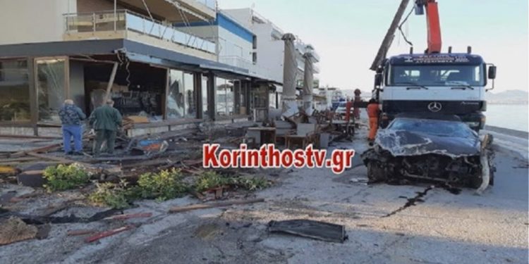 ΙΧ διέλυσε τρία καταστήματα στο Λουτράκι – Τραυματίστηκε ο οδηγός