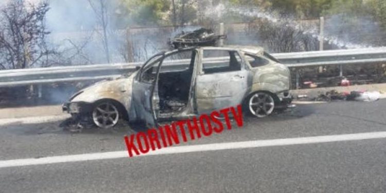 IΧ τυλίχτηκε στις φλόγες στην εθνική οδό Αθηνών – Κορίνθου
