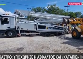 Θεσσαλονίκη: ΒΙΝΤΕΟ από τη στιγμή που ανοίγει η άσφαλτος και καταπίνει φορτηγό – ΦΩΤΟ