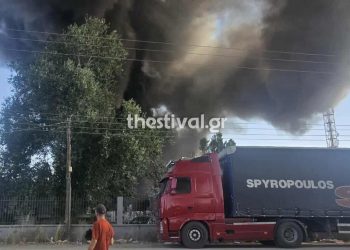 Θεσσαλονίκη: Μεγάλη φωτιά σε εταιρεία ανακύκλωσης στη Σίνδο – Ήχησε το 112 για επικίνδυνους καπνούς